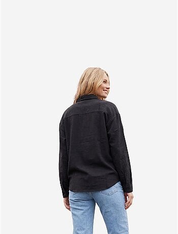 Chemise décontractée boutonnée en lin mélangé avec poche my fashion