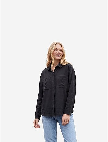 Chemise décontractée boutonnée en lin mélangé avec poche my fashion