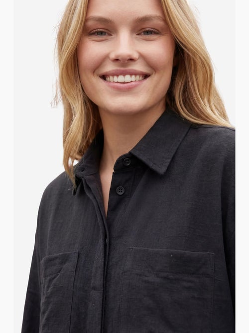 Chemise décontractée boutonnée en lin mélangé avec poche my fashion - Kiabi