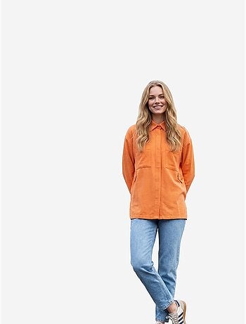 Chemise décontractée boutonnée en lin mélangé avec poche my fashion