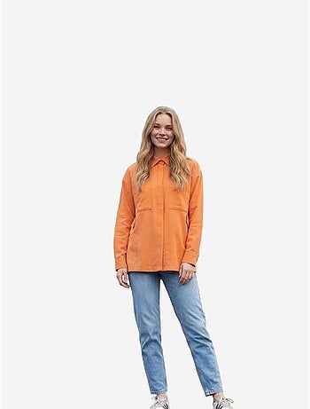 Chemise décontractée boutonnée en lin mélangé avec poche my fashion