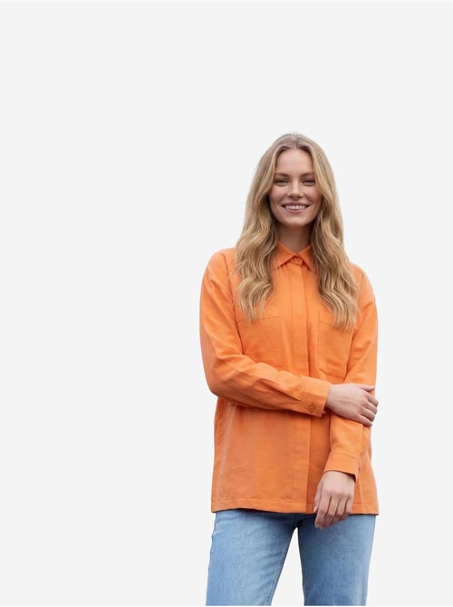 Chemise décontractée boutonnée en lin mélangé avec poche my fashion - Kiabi Chemise décontractée boutonnée en lin mélangé avec poche my fashion - Kiabi
