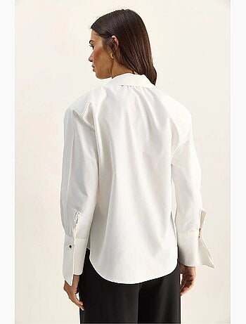 Chemise décontractée en popeline boutonnée à manches longues avec poche lucci