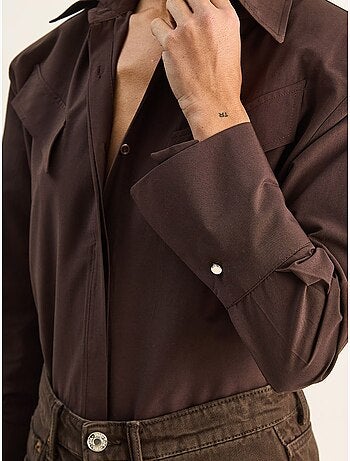 Chemise décontractée en popeline boutonnée à manches longues avec poche lucci
