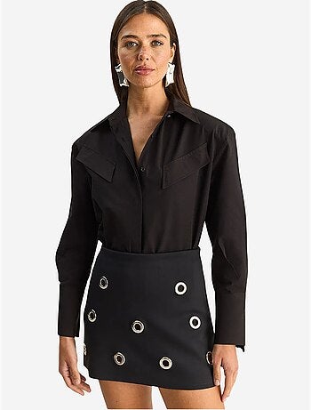 Chemise décontractée en popeline boutonnée à manches longues avec poche lucci