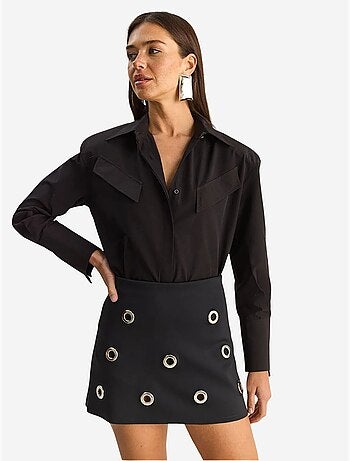 Chemise décontractée en popeline boutonnée à manches longues avec poche lucci