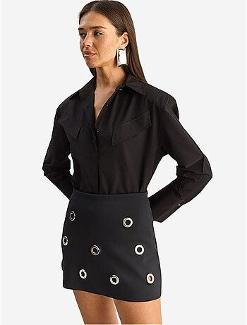 Chemise décontractée en popeline boutonnée à manches longues avec poche lucci