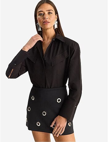 Chemise décontractée en popeline boutonnée à manches longues avec poche lucci