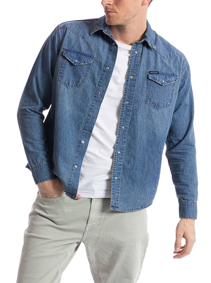 Chemise denim coupe western FURY 'Rica Lewis' Bleu - Kiabi