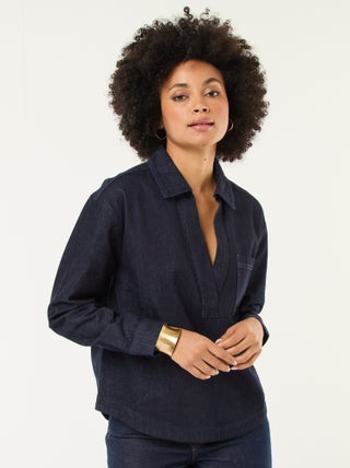 Chemise denim manches longues