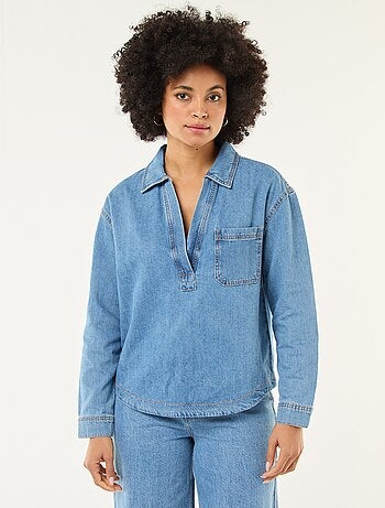 Chemise denim manches longues