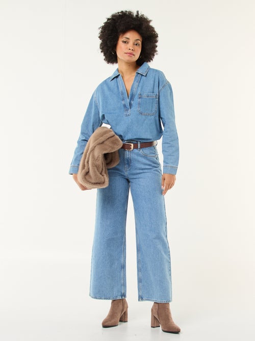 Chemise denim manches longues - Kiabi