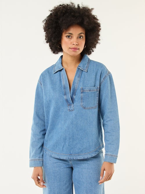 Chemise denim manches longues - Kiabi