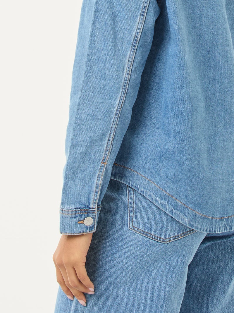 Chemise denim manches longues Bleu - Kiabi