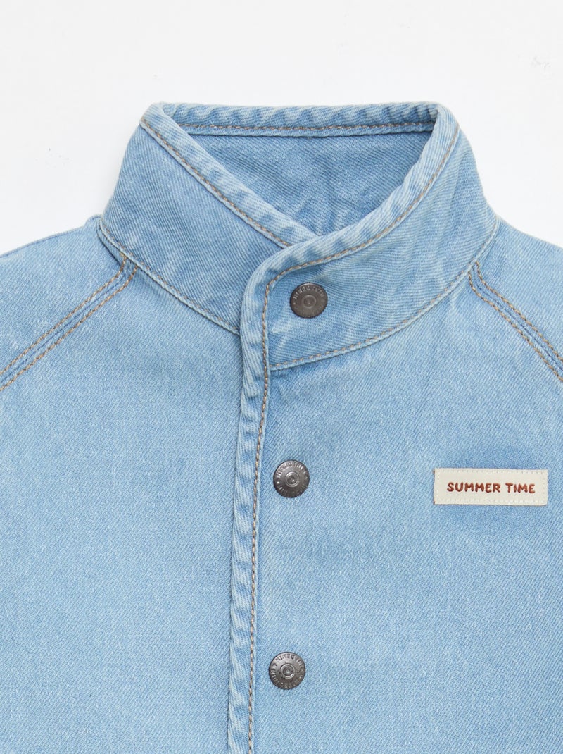 Chemise denim sans manches en coton Bleu - Kiabi