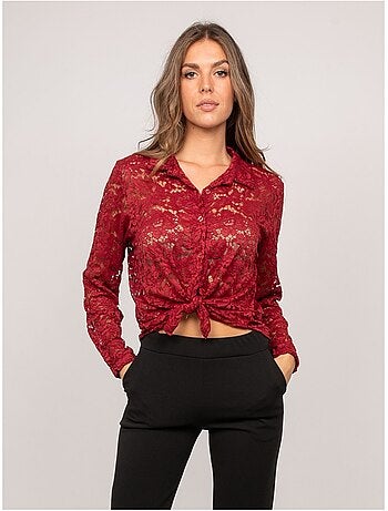 Chemise dentelle florale transparente olirose