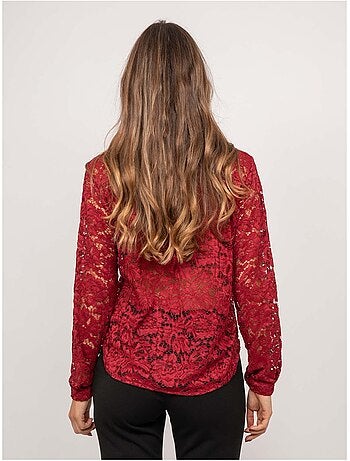 Chemise dentelle florale transparente olirose