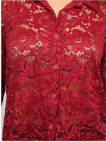 Chemise dentelle florale transparente olirose