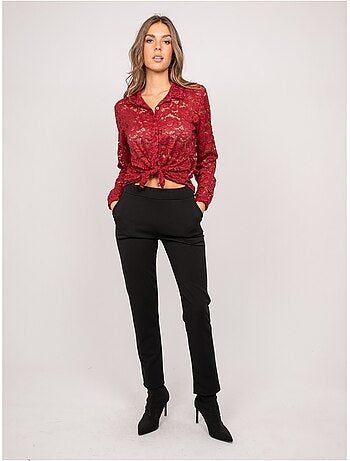 Chemise dentelle florale transparente olirose