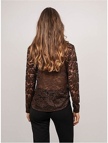 Chemise dentelle florale transparente olirose