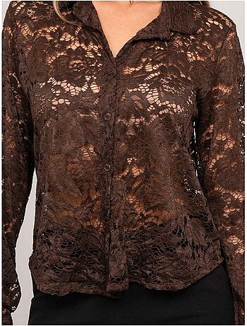Chemise dentelle florale transparente olirose