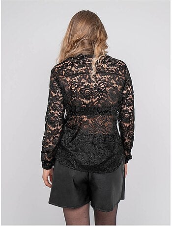 Chemise dentelle florale transparente olirose