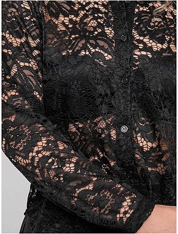 Chemise dentelle florale transparente olirose