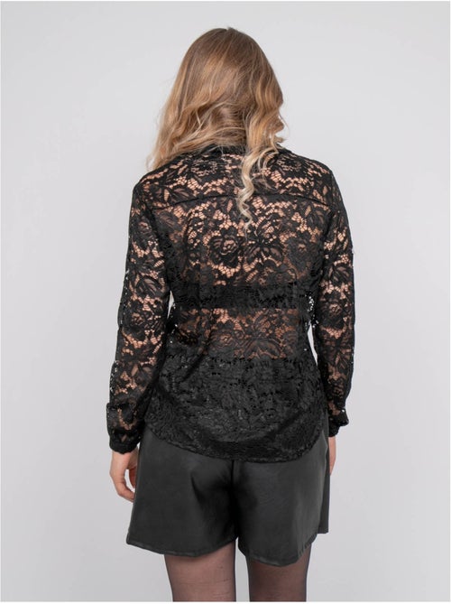 Chemise dentelle florale transparente olirose - Kiabi Chemise dentelle florale transparente olirose - Kiabi