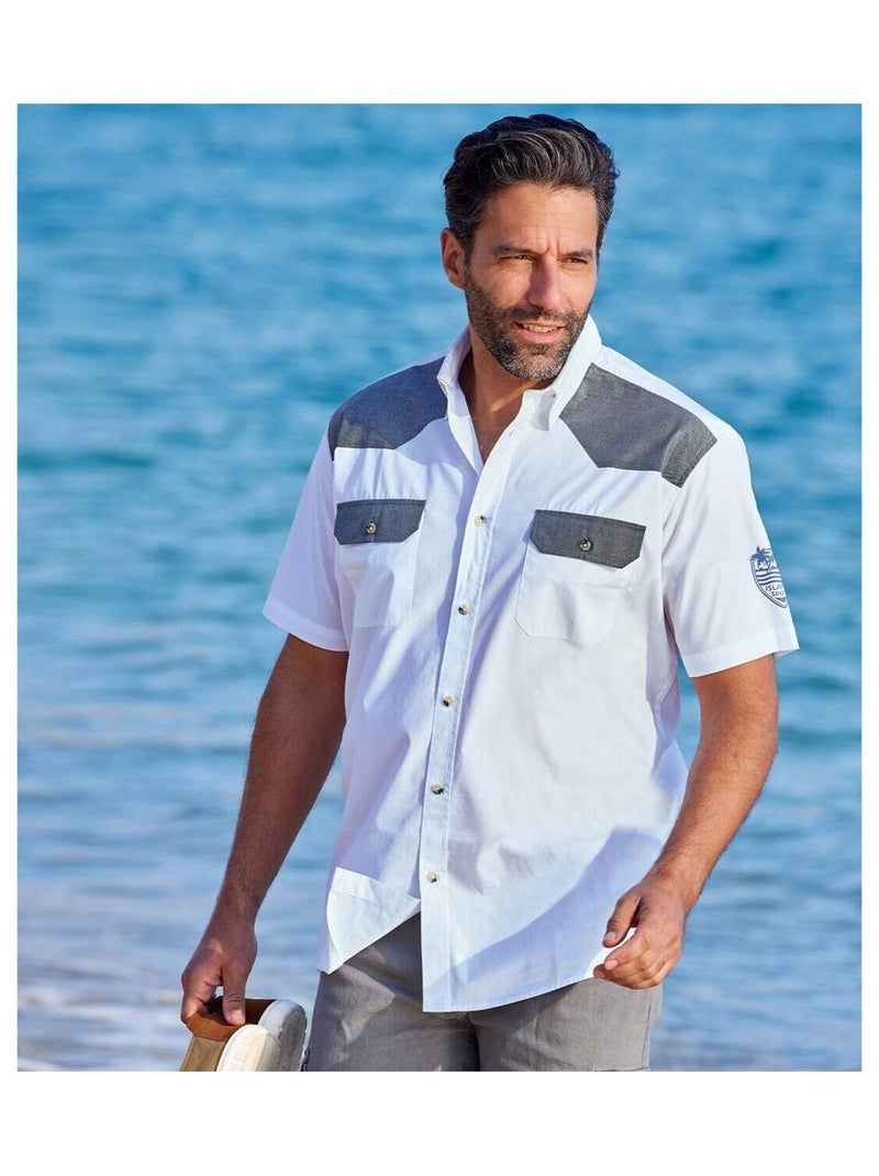 Chemise Details Chambray - ATLAS FOR MEN Blanc - Kiabi