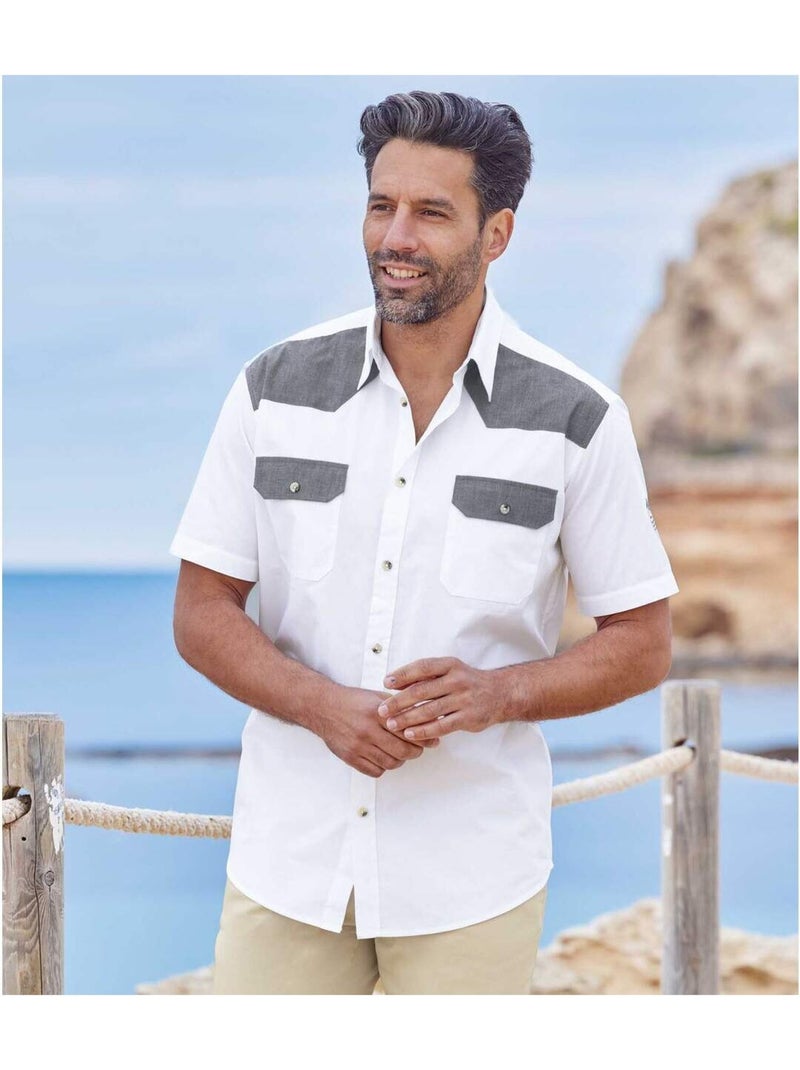 Chemise Details Chambray - ATLAS FOR MEN Blanc - Kiabi