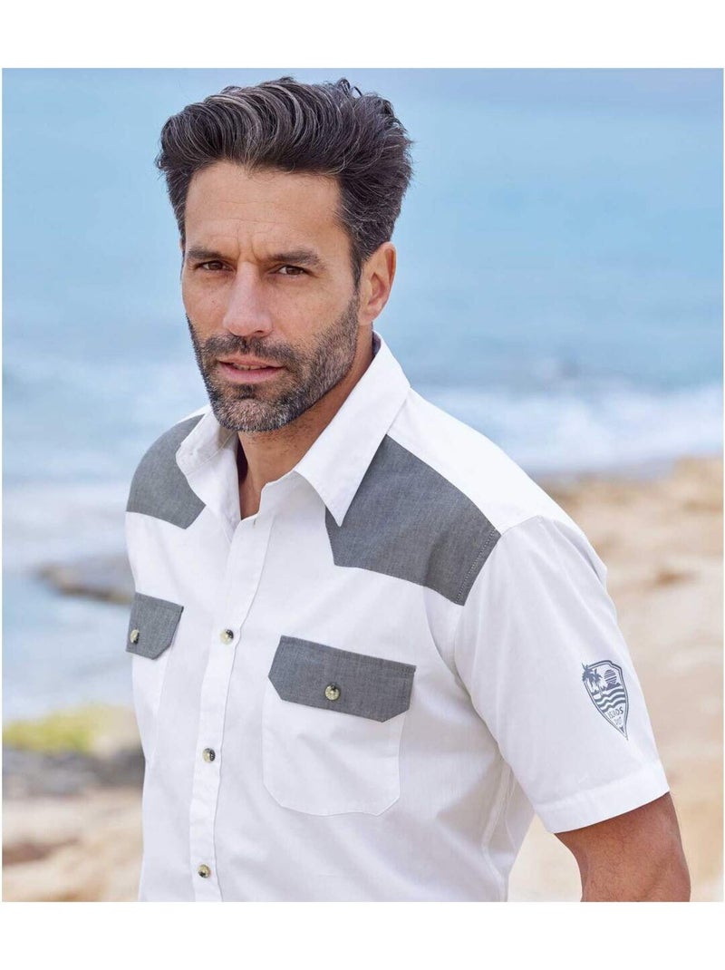 Chemise Details Chambray - ATLAS FOR MEN Blanc - Kiabi