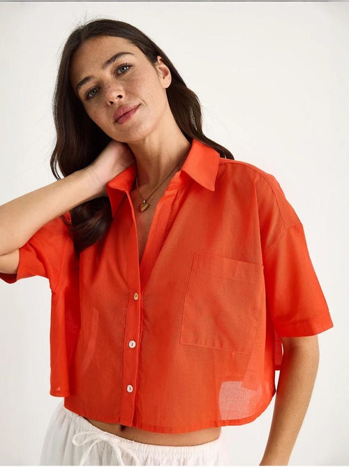 Chemise d'été courte en coton et lin à col en v bianco avec une seule poche lucci - Kiabi Chemise d'été courte en coton et lin à col en v bianco avec une seule poche lucci - Kiabi