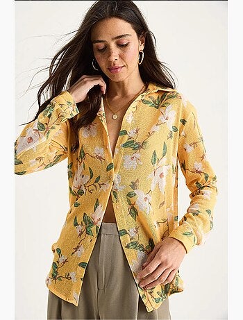Chemise d'été en tricot à imprimé numérique bianco lucci