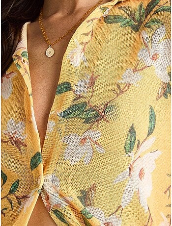 Chemise d'été en tricot à imprimé numérique bianco lucci