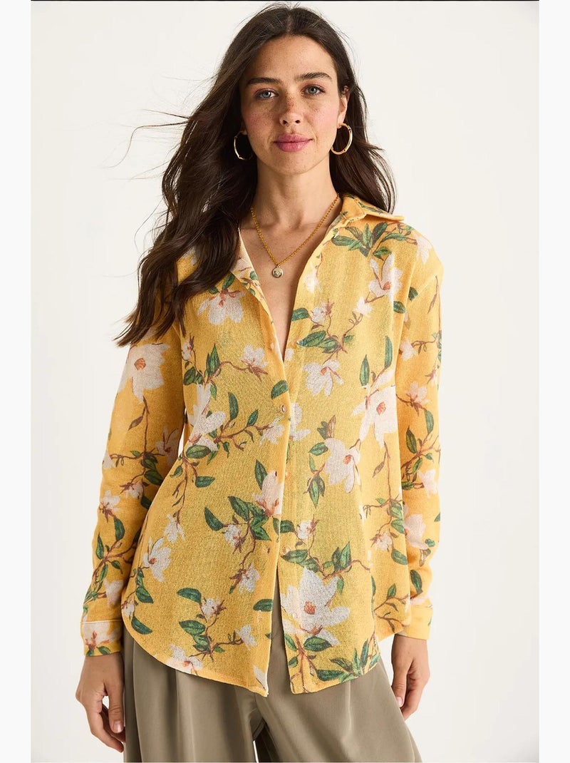 Chemise d'été en tricot à imprimé numérique bianco lucci Ambre - Kiabi