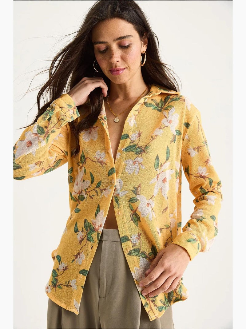 Chemise d'été en tricot à imprimé numérique bianco lucci Ambre - Kiabi