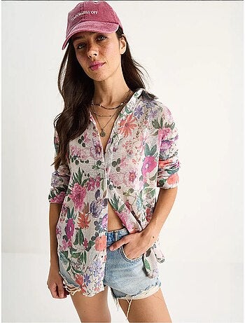 Chemise d'été en tricot à imprimé numérique bianco lucci