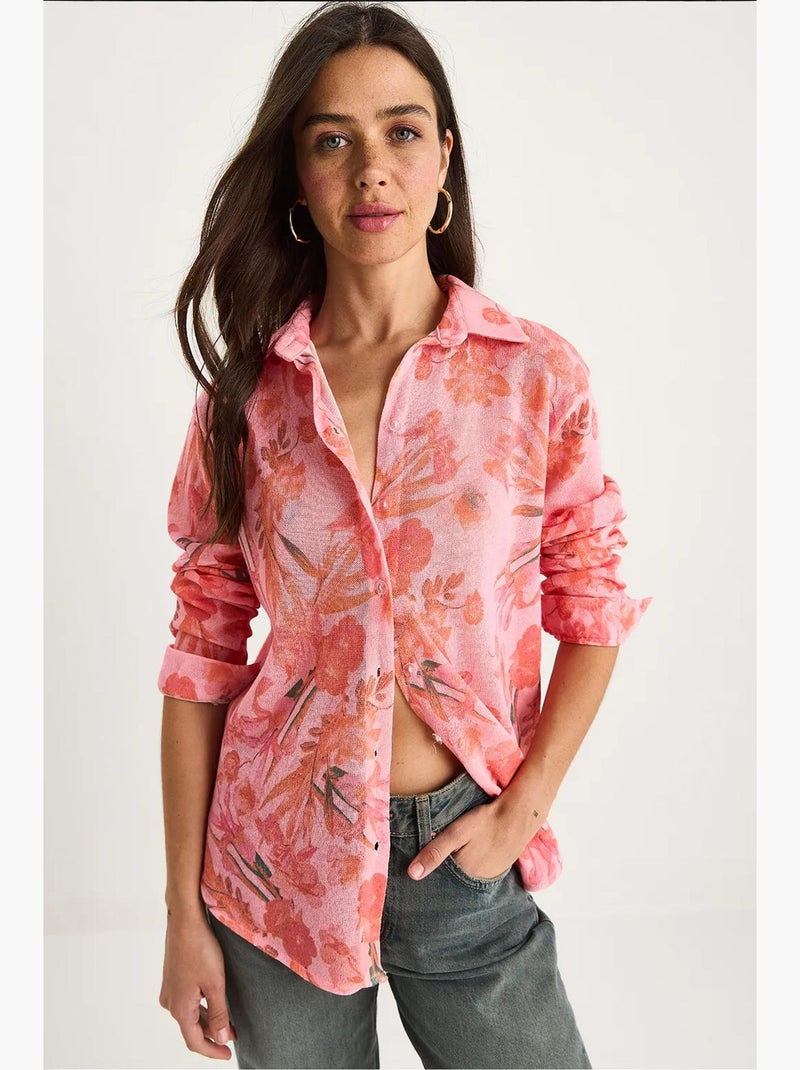 Chemise d'été en tricot à imprimé numérique bianco lucci Rose - Kiabi