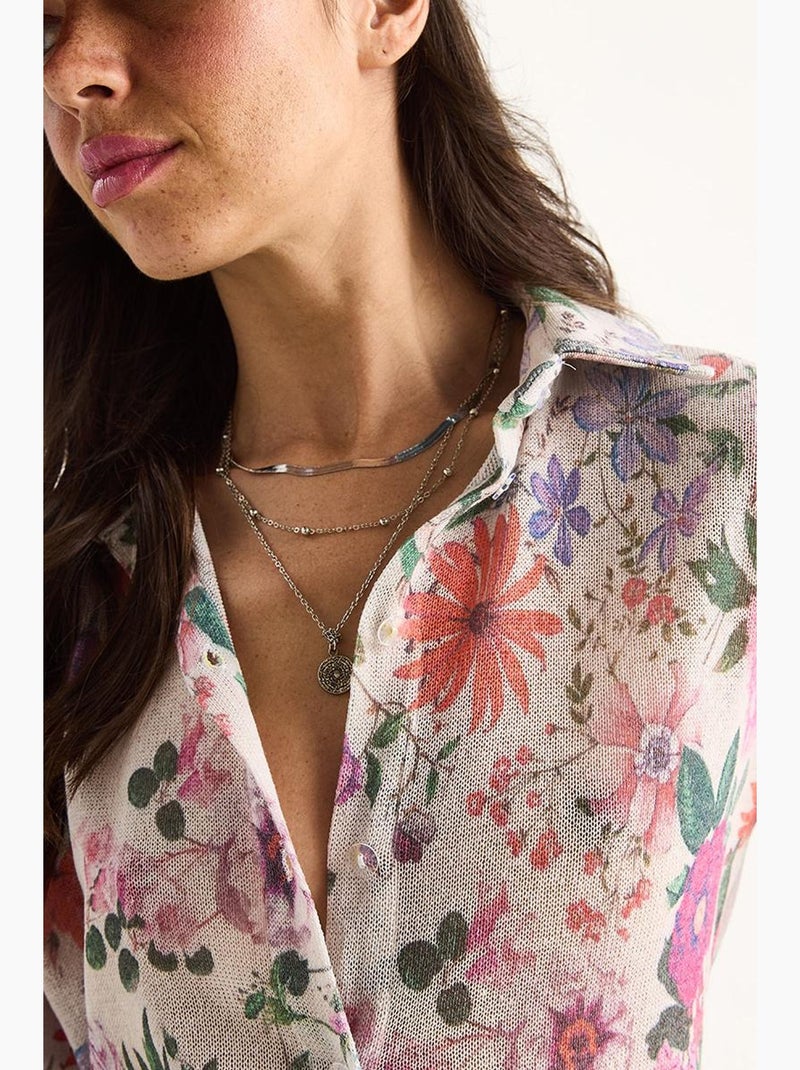 Chemise d'été en tricot à imprimé numérique lucci Beige argile - Kiabi