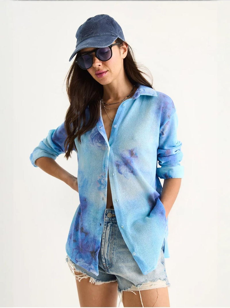 Chemise d'été en tricot à imprimé numérique lucci Bleu pastel - Kiabi