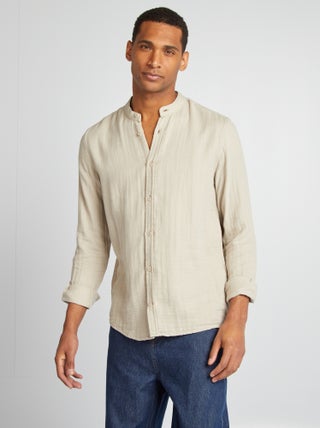 Chemise dobby coupe droite :col rond