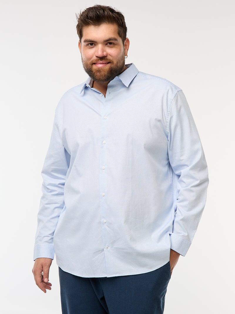 Chemise dobby coupe slim à motif Blanc - Kiabi