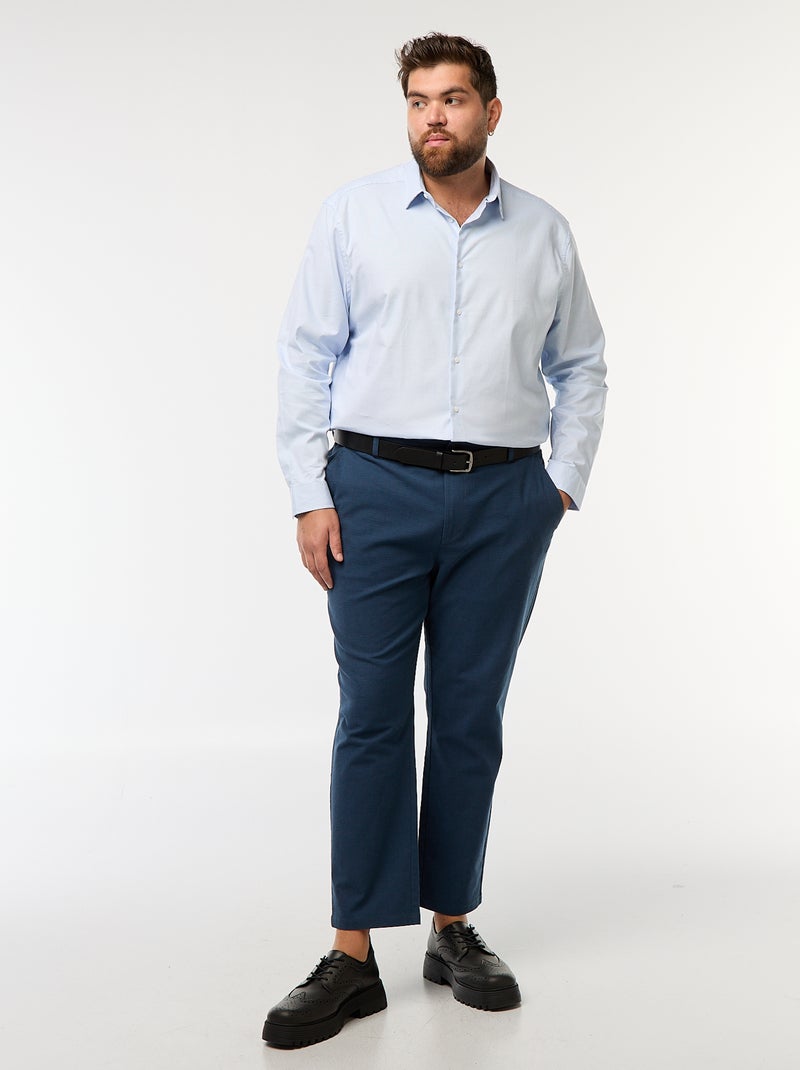 Chemise dobby coupe slim à motif Blanc - Kiabi