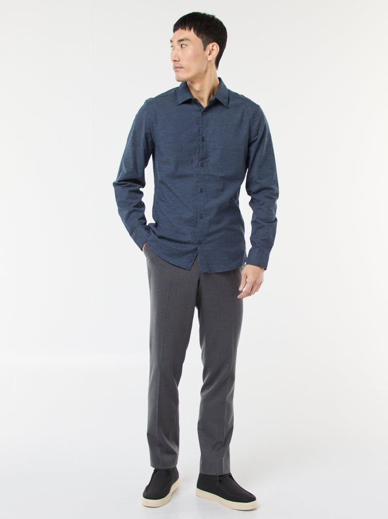 Chemise dobby coupe slim Bleu - Kiabi