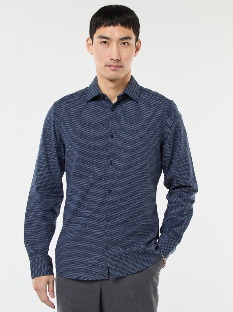 Chemise dobby coupe slim Bleu - Kiabi