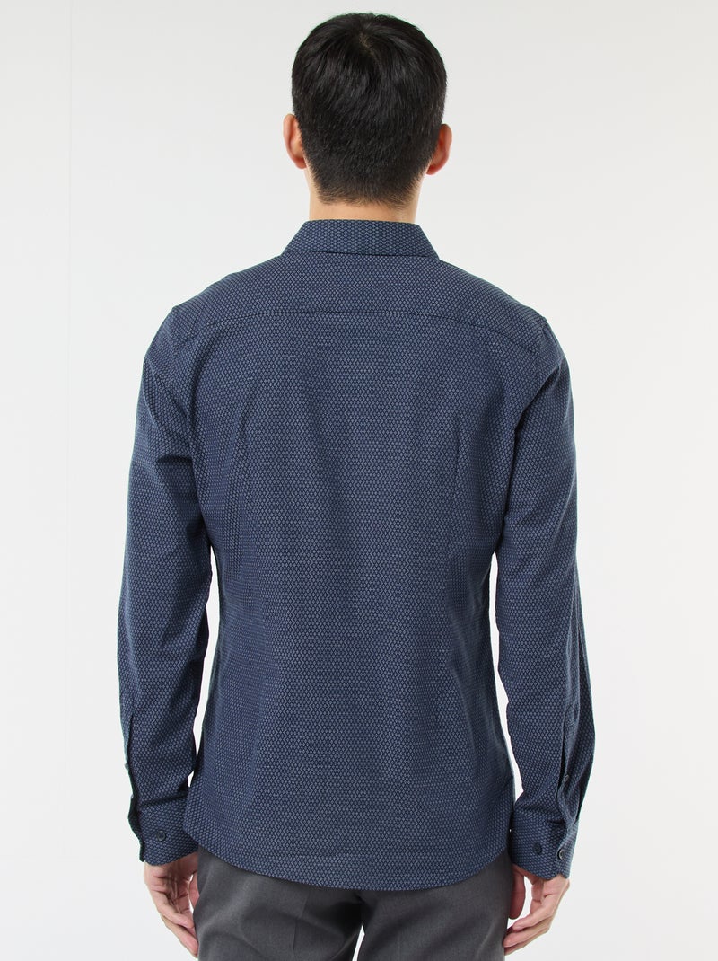 Chemise dobby coupe slim Bleu - Kiabi