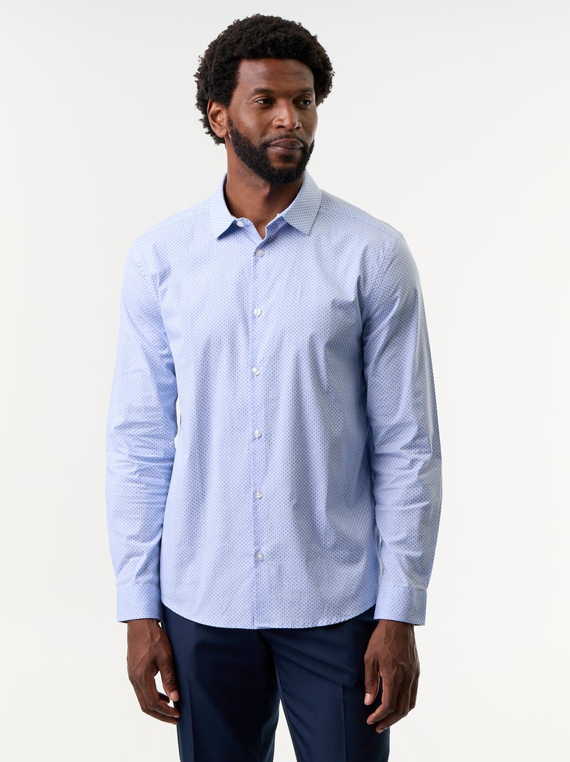 Chemise dobby fantaisie Bleu - Kiabi