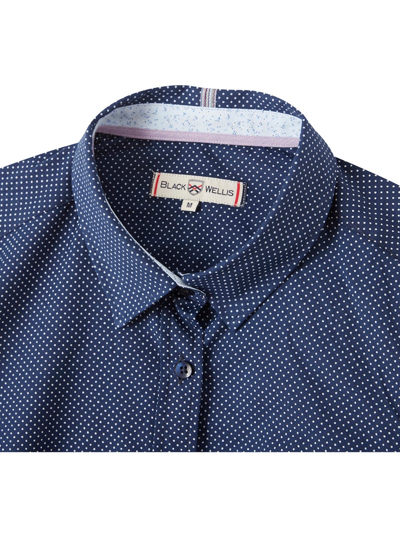 CHEMISE DOTS GATHERS Bleu - Kiabi