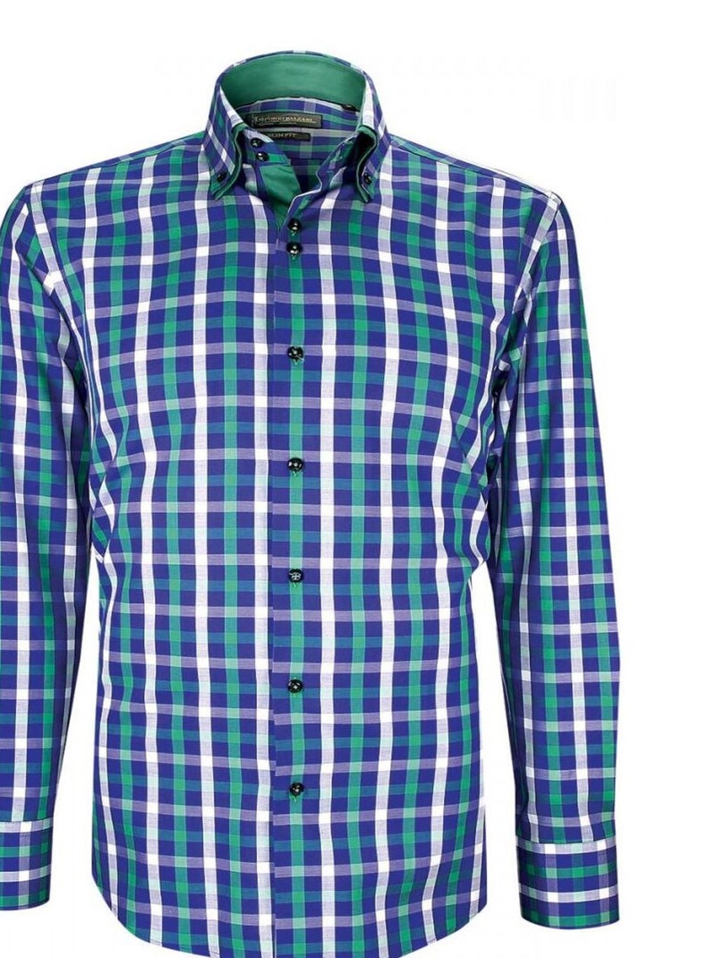 Chemise double col à coudières LORENZO Vert - Kiabi