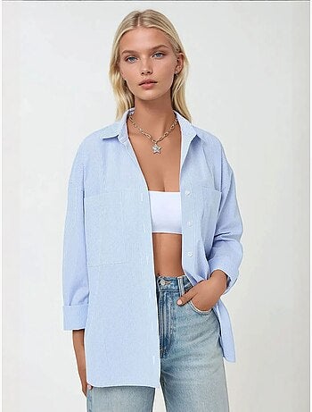 Chemise douce à manches longues et coupe régulière à rayures